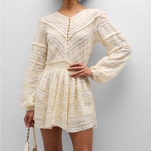 Love Shack Fancy Cream Lace Mini Dress